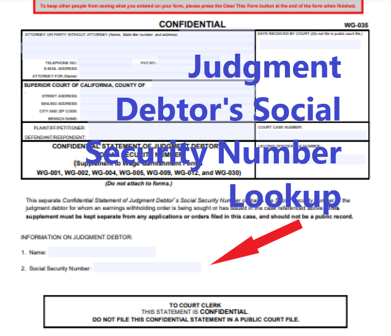judgment debtors social security number lookup